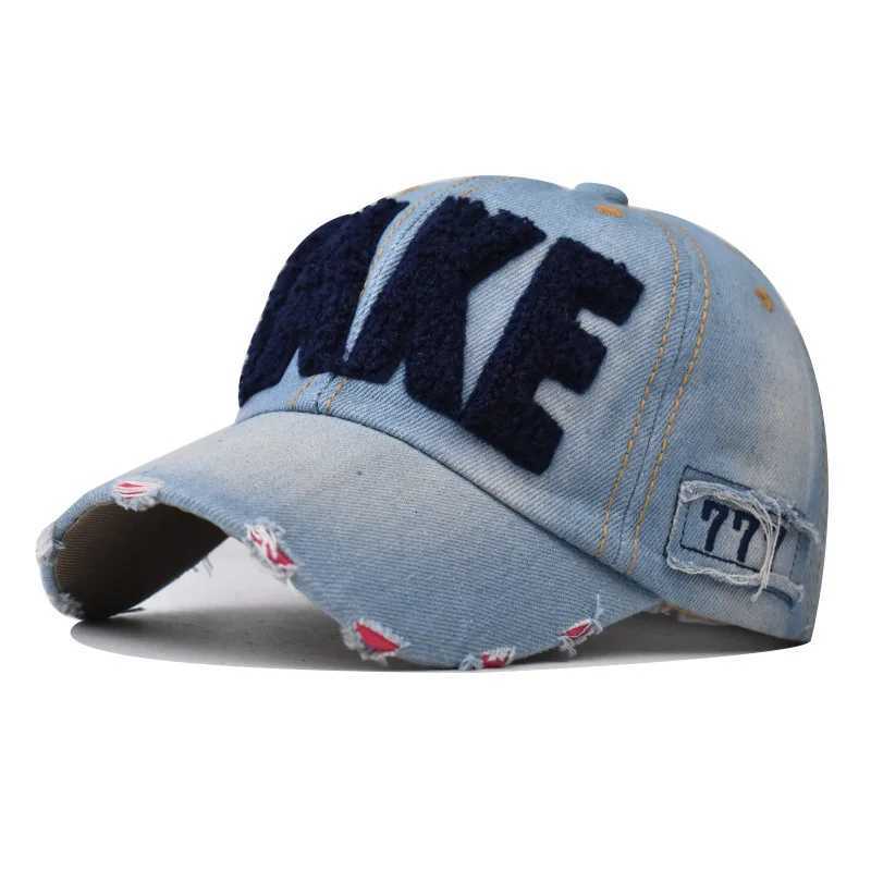 Denim Baseball TAKE Patch Blue Washed Distressed Raw Hem Dad Hats Lightweight Adjustable Sun Hat For Women Men M260626 - view 5