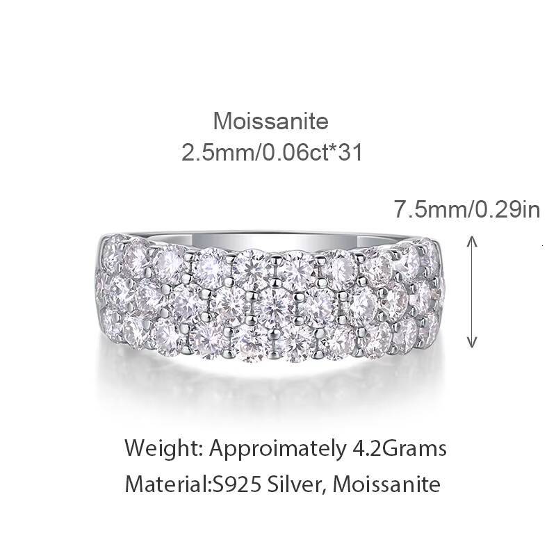 Fashion Hypoallergenic Three Layered Moissanite Ring Women 925 Sterling Sliver Wedding Engagement Promise Ring - view 3