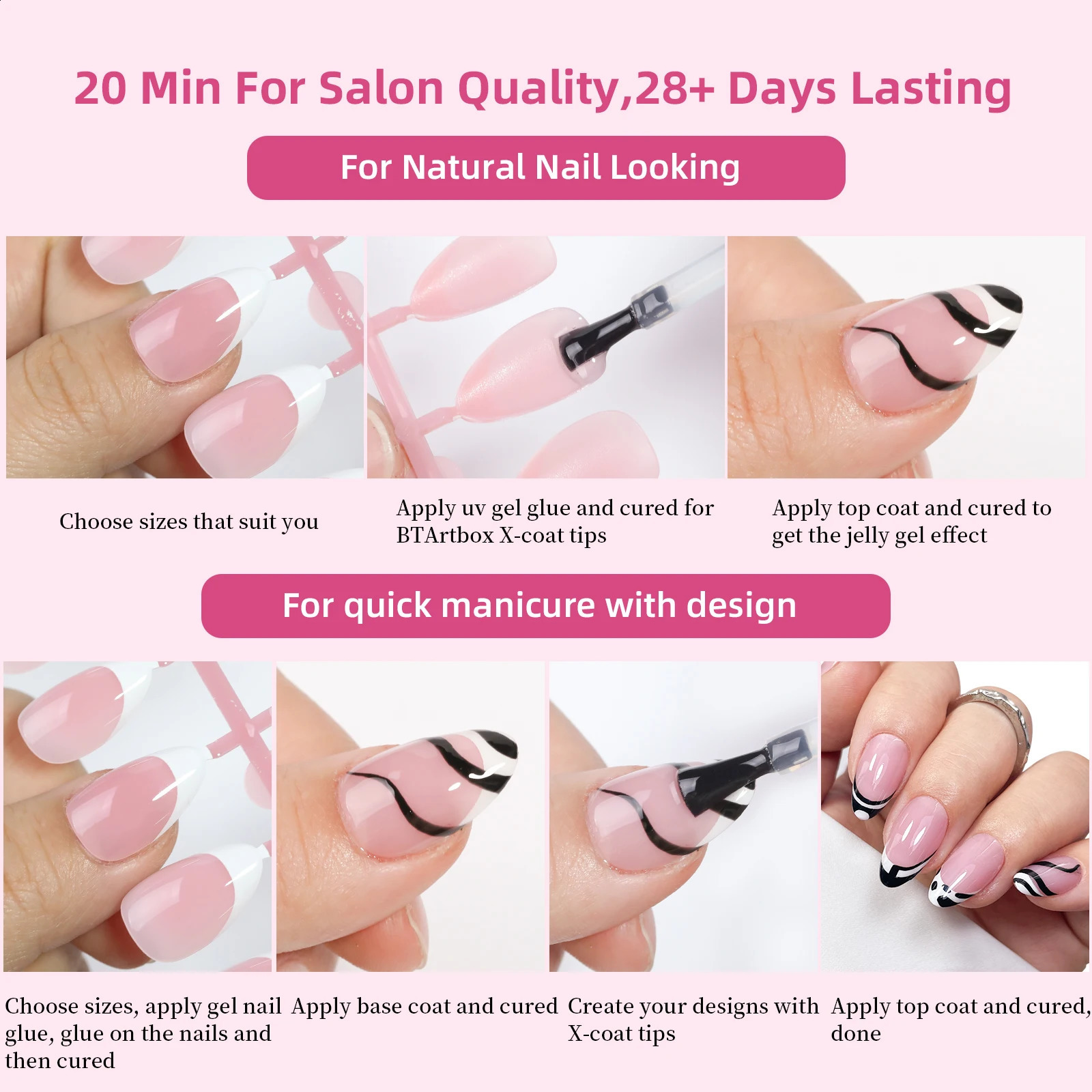 150PCS Coffin Almond Soft Gel Press on Nails 3 in 1 French Nail Tips Removeable 15 Sizes of Nail Art With n DIY False Nails 260626 - view 7