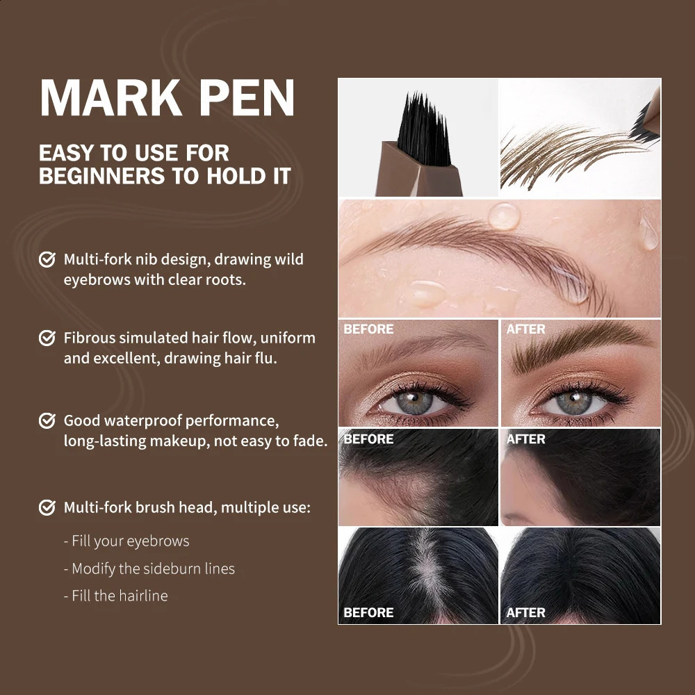 Long Lasting 4D Eyebrow Pen Multi Forks Liquid Pen Tip Fine Sketch Liquid Tattoo Brow Waterproof Precise Makeup 260626 - view 5