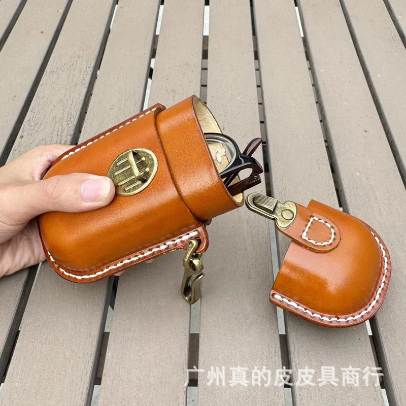 2025 Vegetable-Tanned Leather Pressure-Resistant Glasses Case Top-Grain Leather Eyewear Dustproof Storage Box Shockproof 260625 - view 5