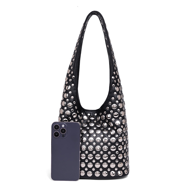 Exclusive Polka Dot Rivet New Fashion Versatile Stylish Large Capacity Tote Bag Underarm Bag Vintage Fashion Underarm bag - view 3
