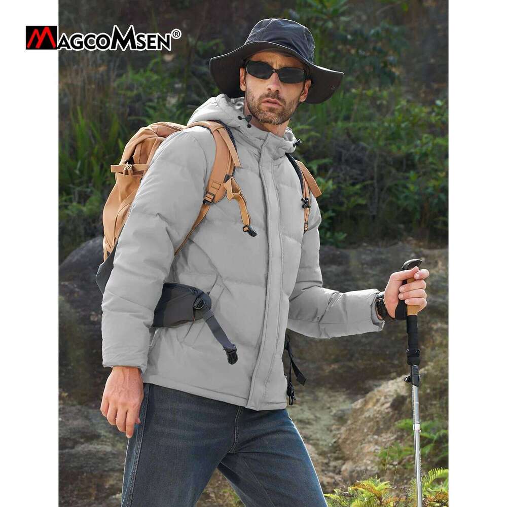 MAGCOMSEN Hooded Down Mens Waterproof Puffer Jacket Zip Windproof Winter Jackets Thermal Warm Padded Quilted Coats W260626 - view 4