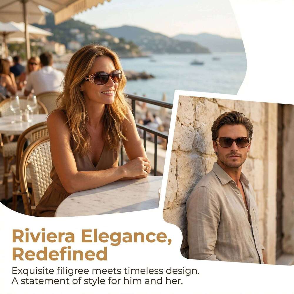 New wraparound diamond metal shiny polarizing driving sunglasses, vintage fashion, personalized trend, hollow-out lace 26Y0626 - view 6