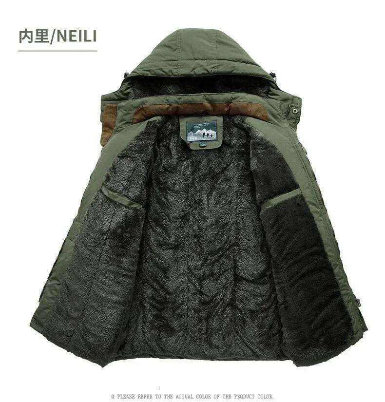 New Men Hooded Parkas Casual Long Down Fleece Warm Tooling Jackets Good Quality Male Outdoors Winter Coats Size 5 J260626 - view 6