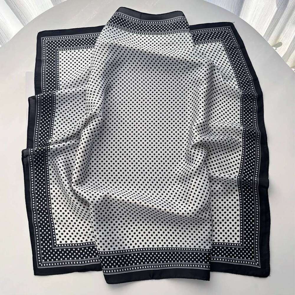 Imitation Silk Square Scarf For Women Polka Dot Printed Bandanas Stylish Hairband Luxury Hijab Neckerchief Elegant Shawl Wraps 26Y06226 - view 7