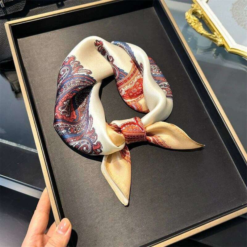 100% Pure Silk Scarf Women Neck Hair Band Foulard Square Small Headband 2026 Fashion Print Neckerchief Scarves Bandana 53*53cm 26Y06226 - view 7