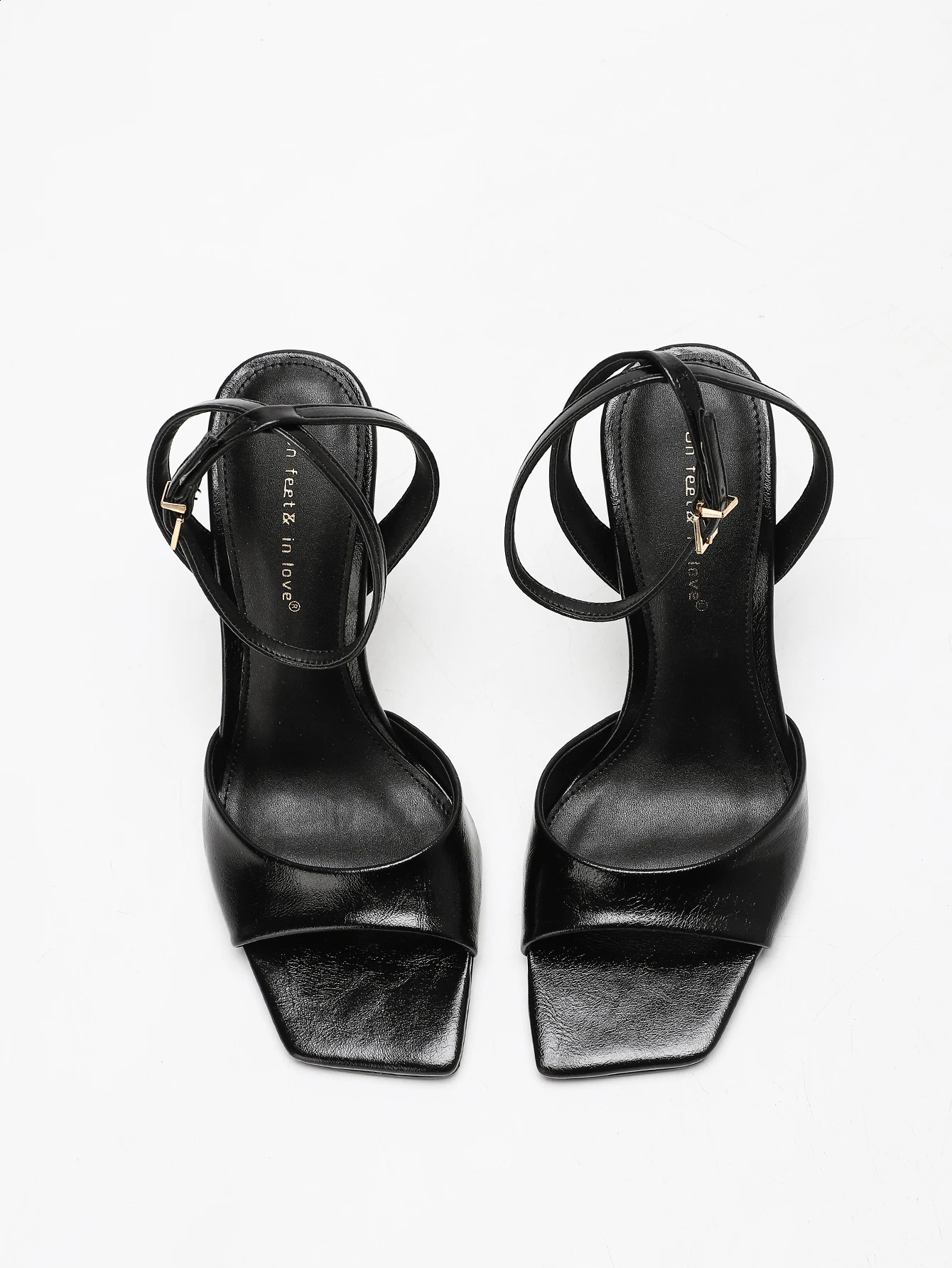 Classic Black Ankle Strap Stiletto Heels Square Toe Open HighHeels Womens Versatile Dress Shoesfor All Occasions 260626 - view 6