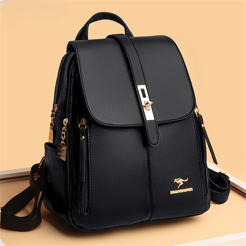 y Women Leather Backpacks for Girls Sac A Dos Casual Daypack Black Vintage Backpack School Bags Mochila Rucksack y260615