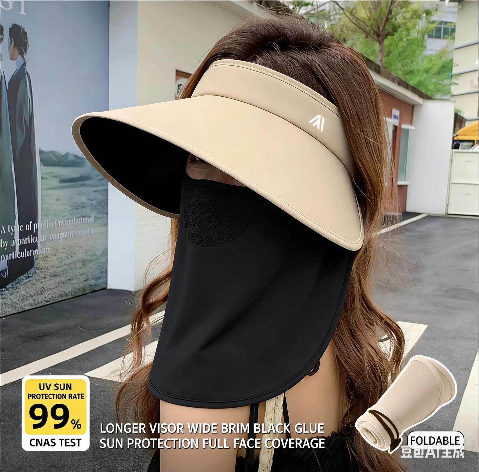 Womens UPF50 Large Brim Sun Visor Hat UV Protection Empty Top Cap 260625