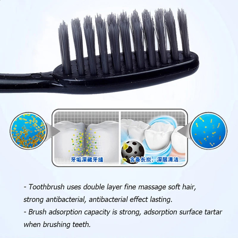 10pcs SoftBristle Toothbrush Adult Environmental Bamboo Charcoal Teeth Deep Cleaning Household Fine Wool 260615 - view 7