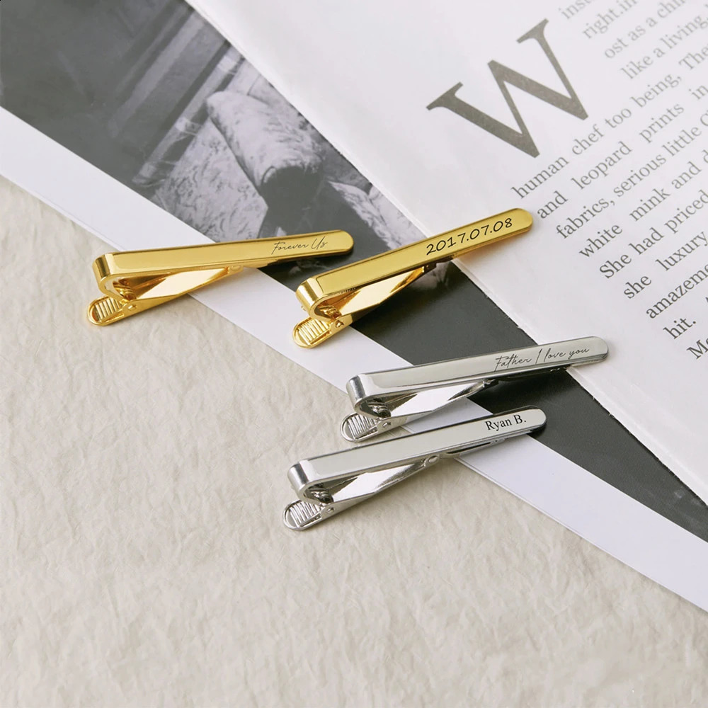 Tie Clip and Cufflink Set Personalized Name Tie Clip Engraved Date Letter Cuff Links Custom Jewelry Fathers Day Gift for Men 260626 - view 4