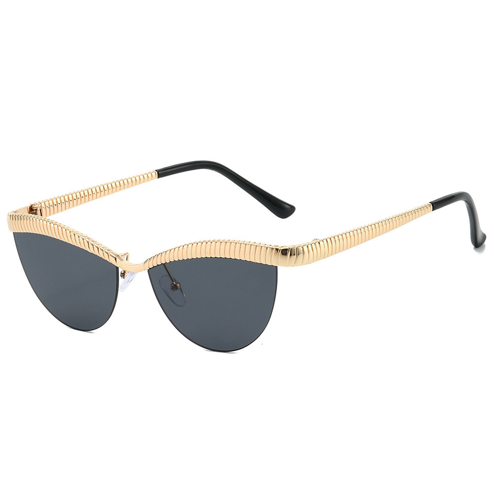 2026 New Cat-Eye Metal European And American Style Unique Internet Celebrity Ins Large Frame Fashion Sunglasses For Women