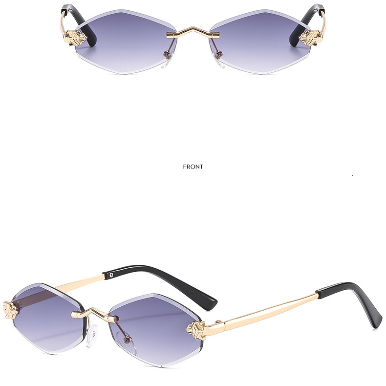 Designer's New Men's Frameless Sunglasses European And American Trendy Women's Glasses Diamond Shaped UV Resistant Personalized Luxury  - view 4