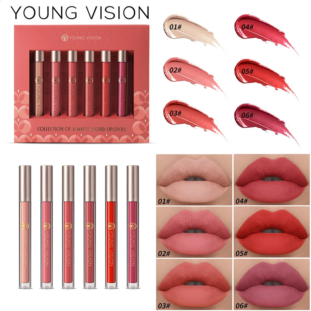 6pcs/pack lip gloss set long-lasting non stick cup liquid lipstick velvet matte lip gloss 260618 - view 5