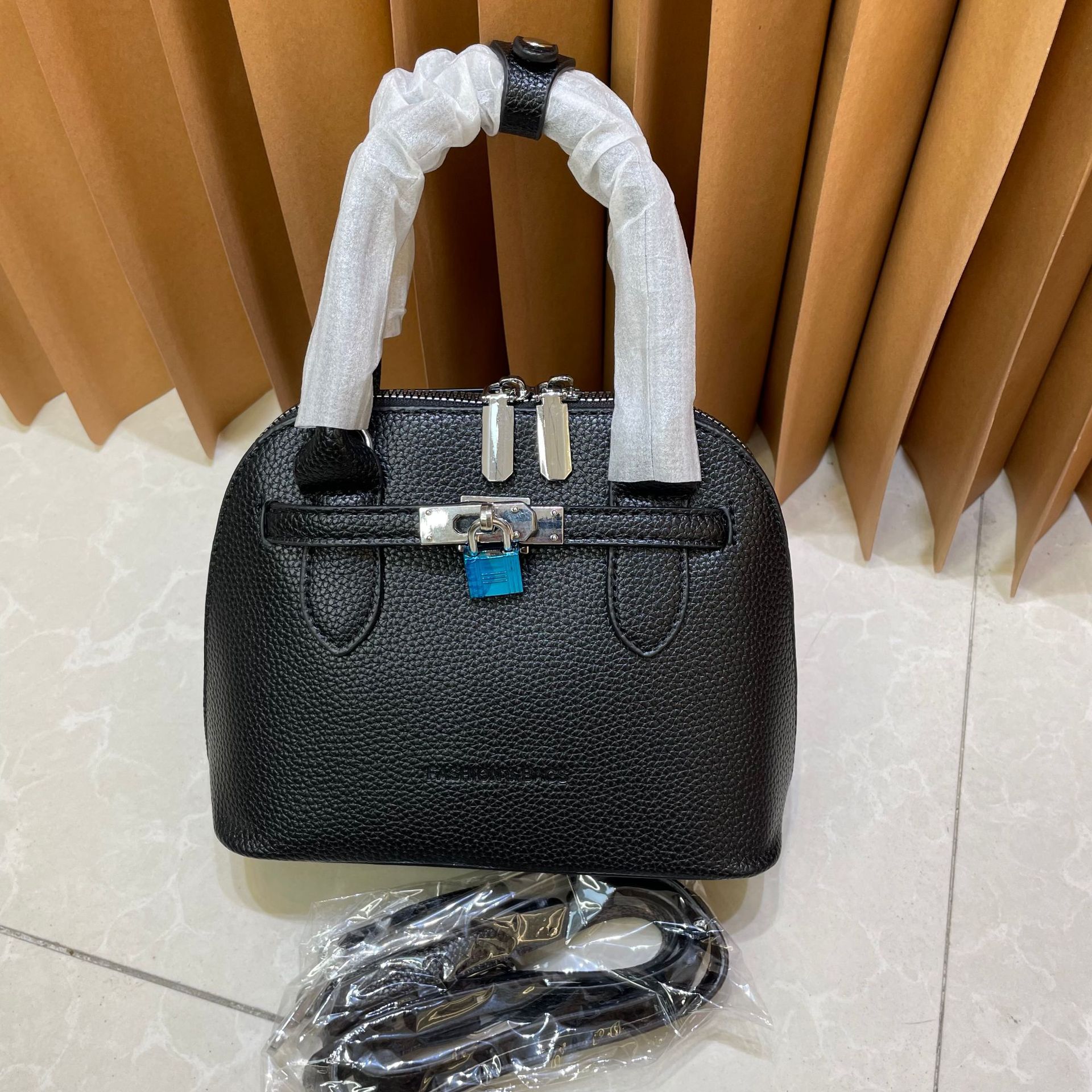 Women's Macaron 5 Color Litchi Grain Shell Handbag, Metal Lock Zipper Dumpling Purse With Detachable Thin Strap Daily Crossbody Bag