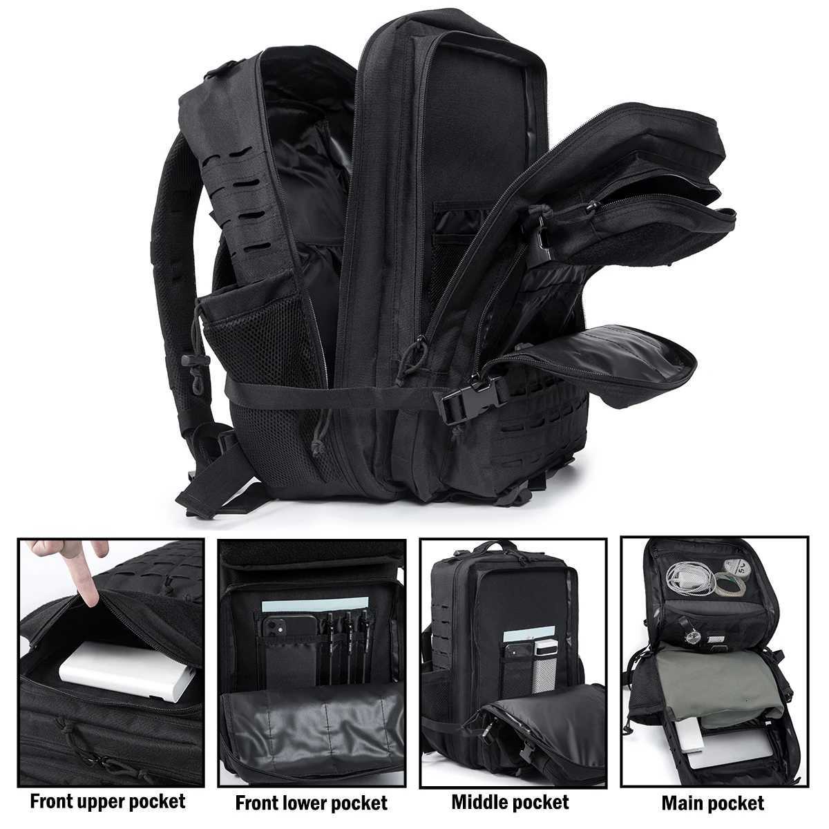 Tactical 45L Womens Mens and Backpack Outdoor Camping Equipment Backpack Hiking Backpack Travel Backpack with Double Cup Holde M260626 - view 6