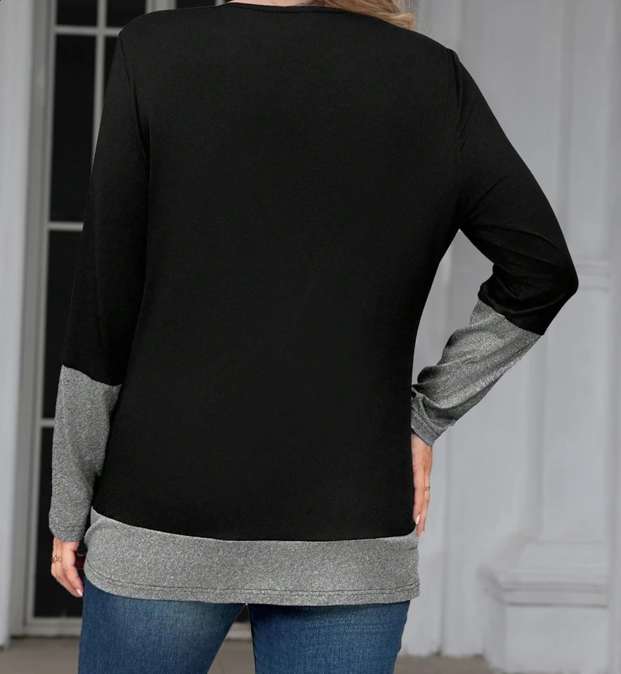 Plus Size Elegant Casual Woman T-Shirt Fashion Loose T-Shirt Woman Temperament Long sleeve T-Shirt Holiday Weekend 260626 - view 6