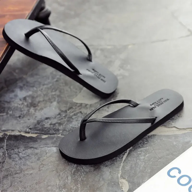 2026 Mens Anti Slip Flip Flops Couples Slippers For Summer Wear Durable Leather Simple And Fashionable Beach Shoes 260626 - view 4