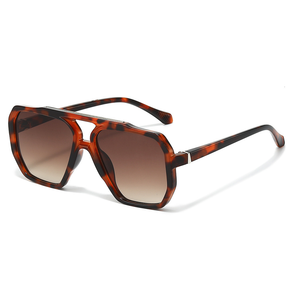 New Square Double Bridge Korean Retro Large Frame Pilot Trendy Ocean Lens Sunglasses Multi-Color Glasses - view 1