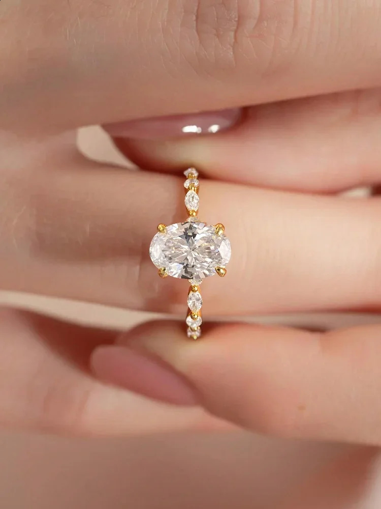 925 Sterling Silver Zircon Golden Oval Round Fashionable Ring For Women Engagement Wedding y High Quality Fine Jewelry 260625 - view 3