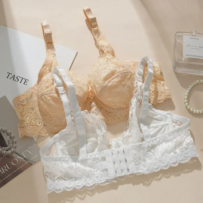 Sexy Lace Thin Bras Plus Size 3644BC Cup Womens Push Up Bra Breathable Comfortable Bralette French Deep V Female Underwear 260626 - view 6