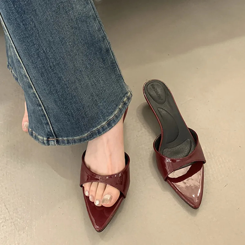 Bailamos Women Slippers High Heels Sandals Sexy Pointed Open Toe Party Summer Shoes Woman Soft Outdoor Slides 260626 - view 4