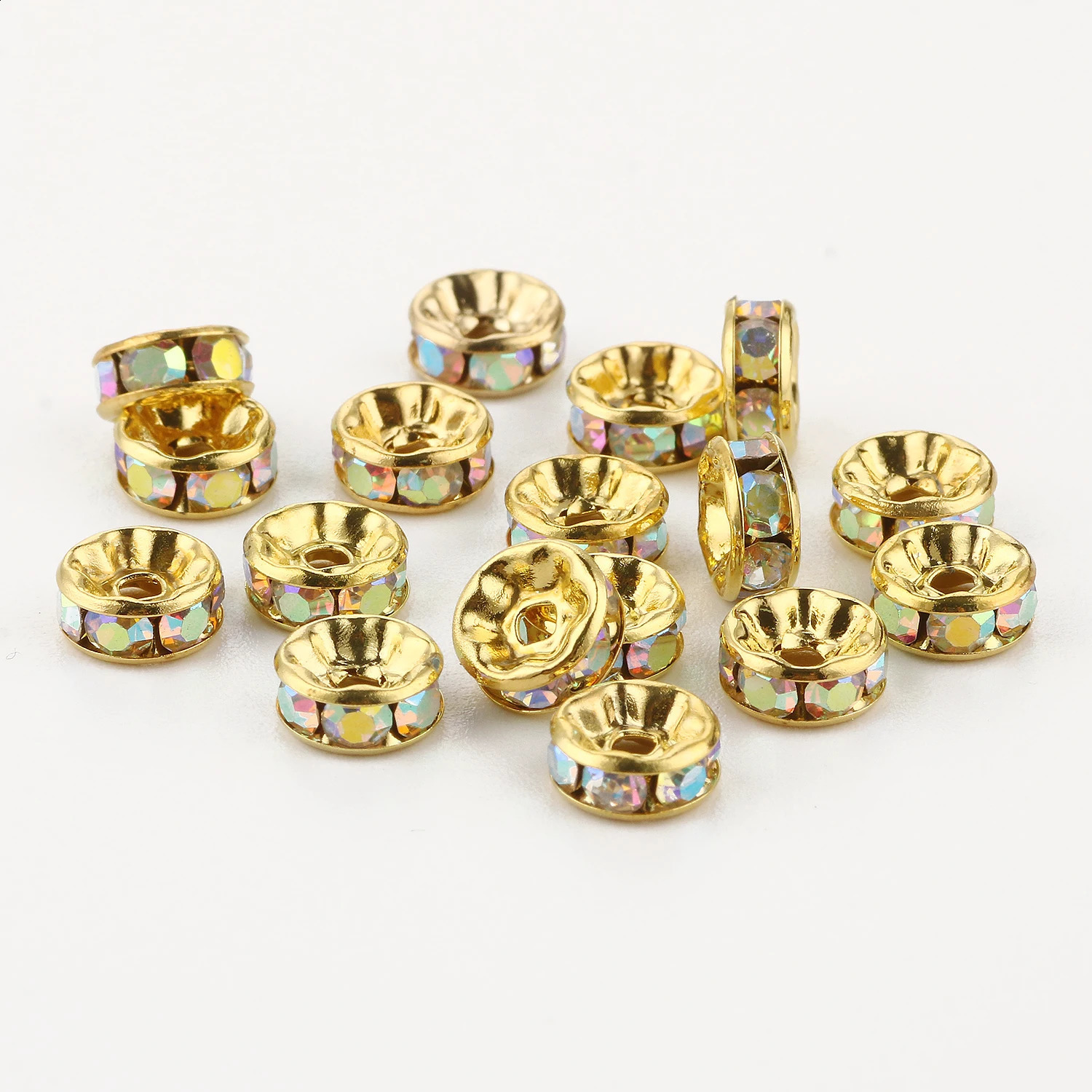 4 6 8mm Gold color Rhinestone Rondelles Crystal Spacer Beads for DIY Jewelry Making Accessories Handmade Bracelet Necklace 260623 - view 7