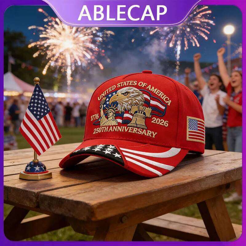 ABLECAP 250th Anniversary USA Embroidered Patriotic Baseball 1776-2026 Independence Day Cap Adjustable Hat for Men Women W260626