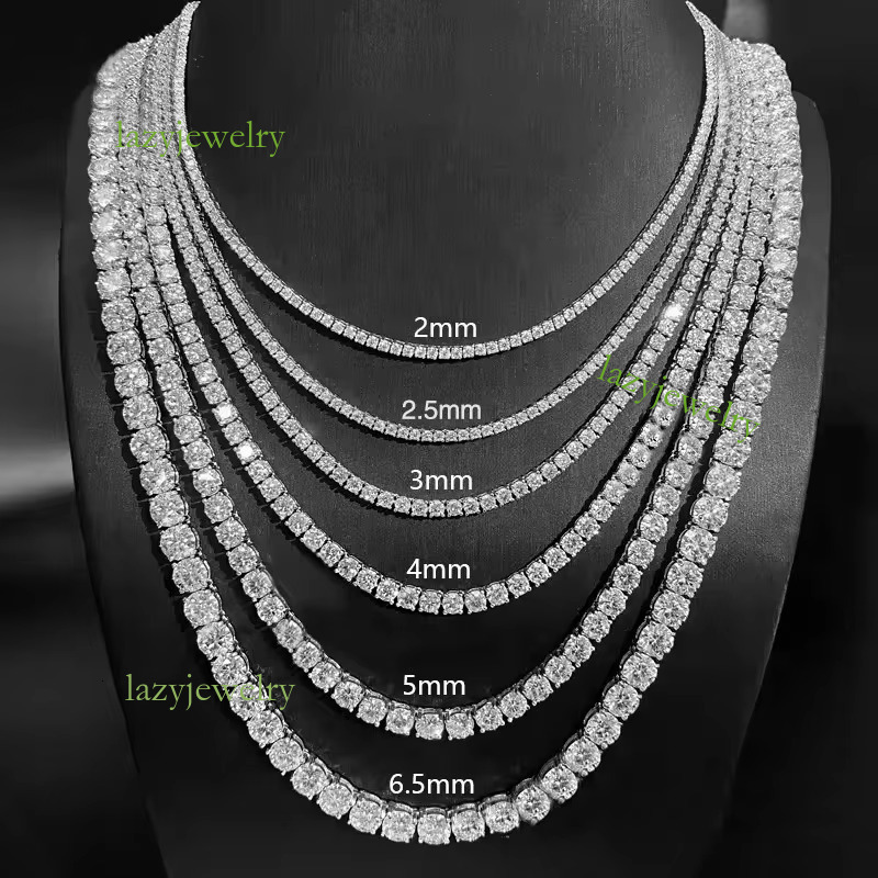 Hip hop style S925 sterling silver Moissanite tennis spring button necklace 4mm 5mm gold 14k diamond necklace men's high sense fashion items holi
