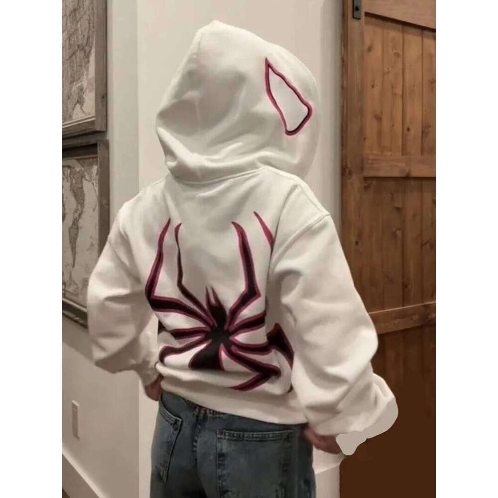 Full Zip Up Spider Hoodie Women Men Streetwear Harajuku Graphic Oversized Jacket Hood Shirt Punk Gothic Y2K Clothes Sweatshirt W260626 - view 3