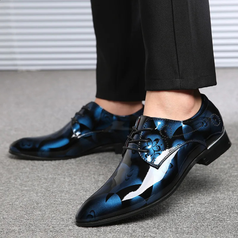 y Men Oxford Shoes Retro Floral Pattern Dress Fashion LaceUp Flats High Quality Business Party Wedding 260624 - view 3