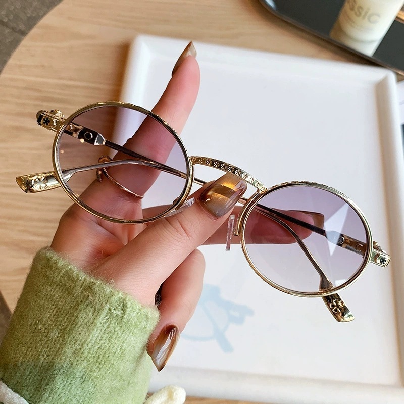 European And American Fashion Designer's New Retro Small Frame Circular Sunglasses Punk Hip-hop Internet Celebrity Street Photography Sunglasses  - view 5