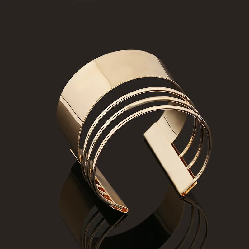 DIEZI Bijoux Gypsy Fashion Gold Silver Plated Punk Hip Hop Cuff Wide Men Bangles Arm Bracelet for Women Bracelets 260623 - view 5