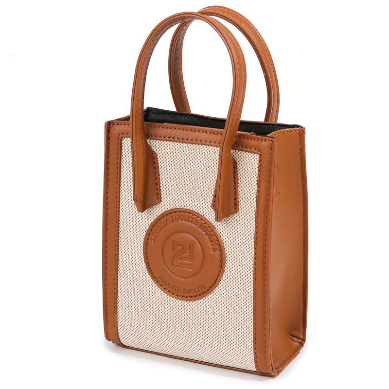 New High-End Niche Women Mini Handbag, Textured Canvas Original Color Block Versatile Shoulder Crossbody Bag - view 4