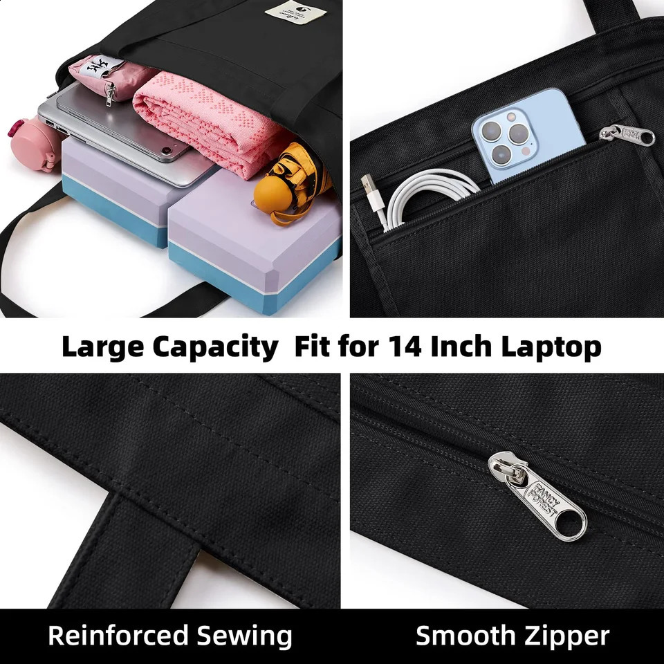 Yoga Bag Womens Sports Bag Yoga Mat Bag Carryall Canvas Tote for Pilates Shoulder for Travel Office Beach Workout 260622CJ - view 5