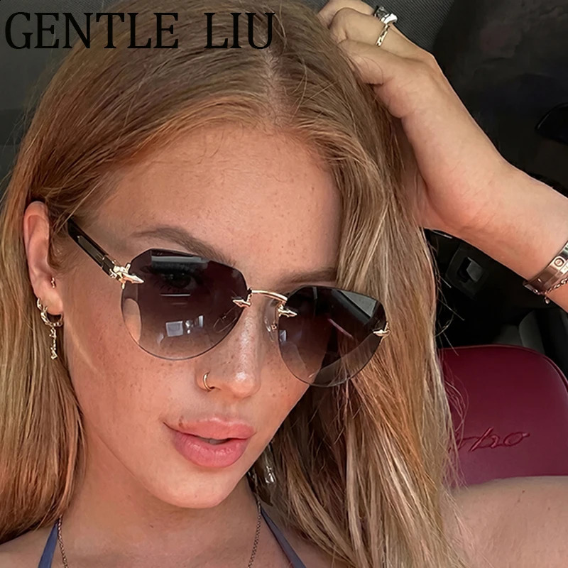 Polygon Punk Rimless Sunglasses Women 2026 y ner Vintage Geometric Oval Sun Glasses for Ladies Square Eyewear 260626 - view 3