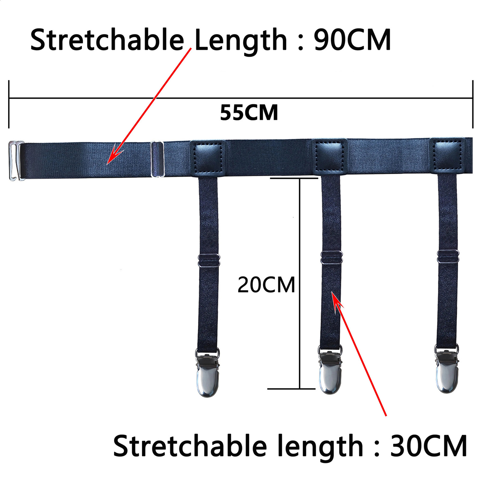 Sell Classic Black Men Shirt Stays Belt With Non-slip Locking Clips Keep Shirt Tucked Leg Thigh Suspender Business Accessory 260626 - view 6