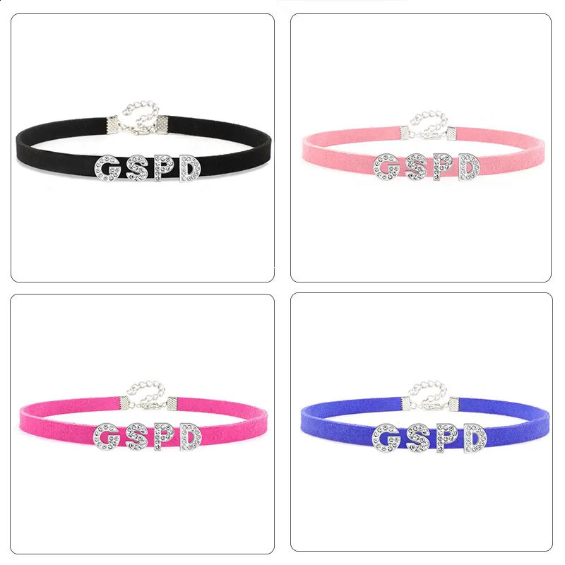 Sexy Rhinestone Letters GSPD Choker Necklace for Women Girls DIY Personalized Harajuku Collar Chocker Fashion Jewelry Gift 260624