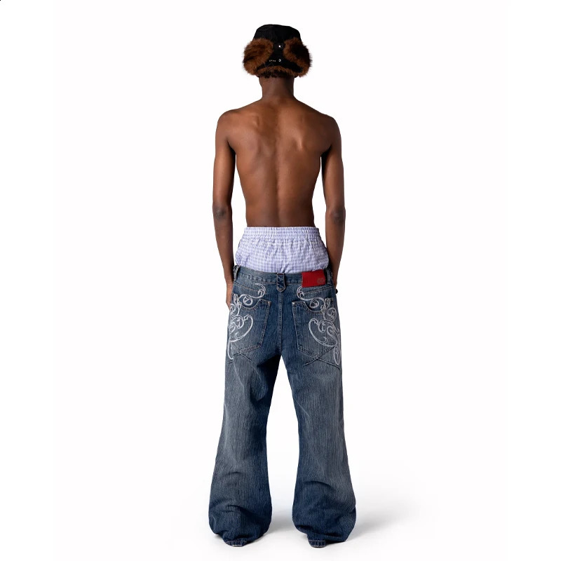 Y2k Blue Opening Bootcut Jeans Vintage Washed Embroidery Men Women Pants Harajuku High Street Streetwear Unisex Casual 260625 - view 6