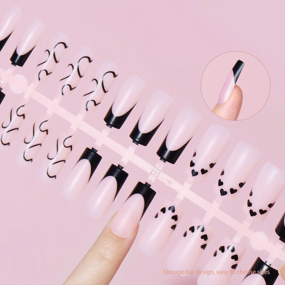 120pcs Medium Square French Press on Nail Brown Pink Base Colors Matte Fake Gel Nail Tips Fit Woman Girls Acrylic False Nails 260626 - view 3