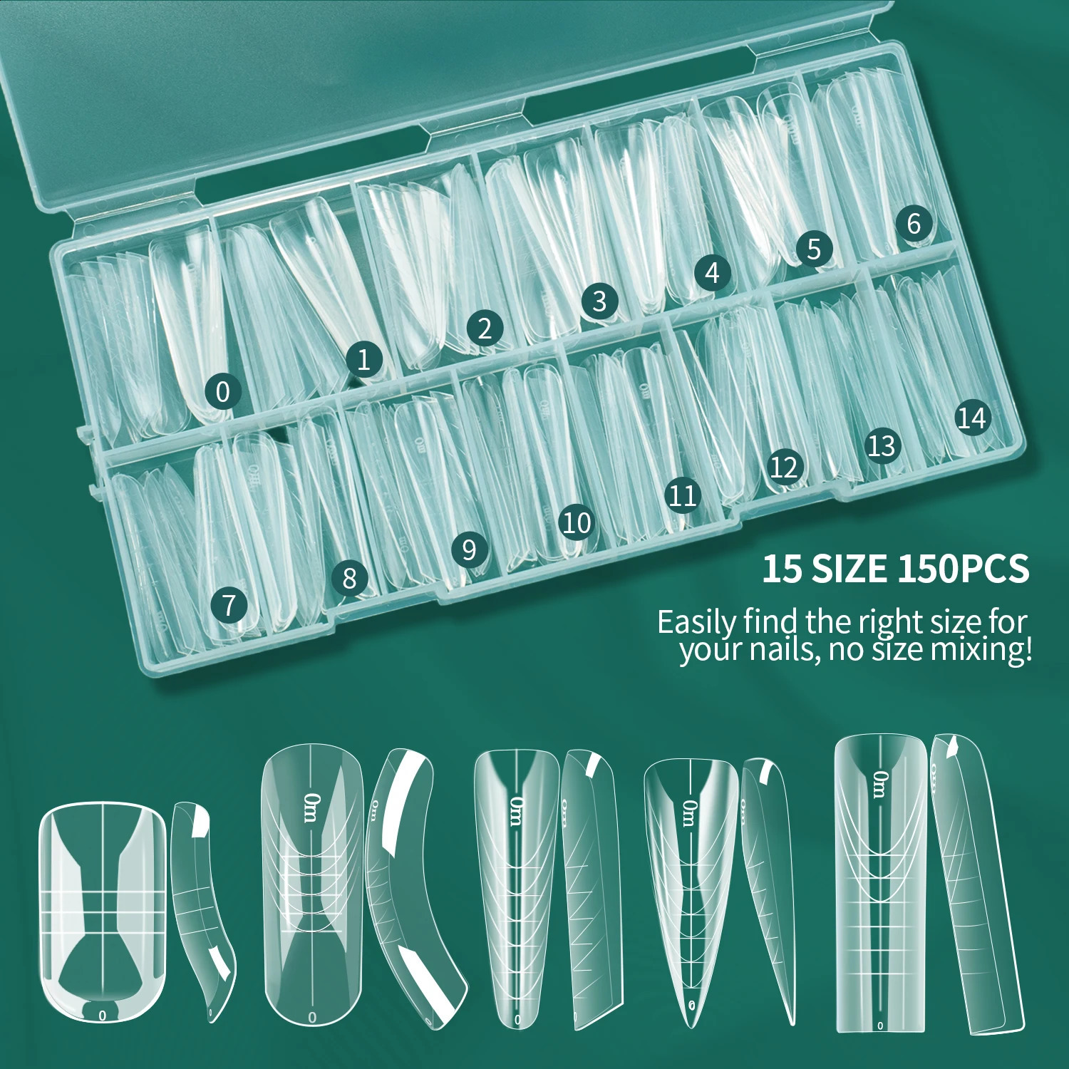 Nailpop 150pcs Nail Dual Form Full Cover Set Quick French Manicure Effect 15 Sizes Reusable False Nail Templates for Salon Home 260626 - view 5