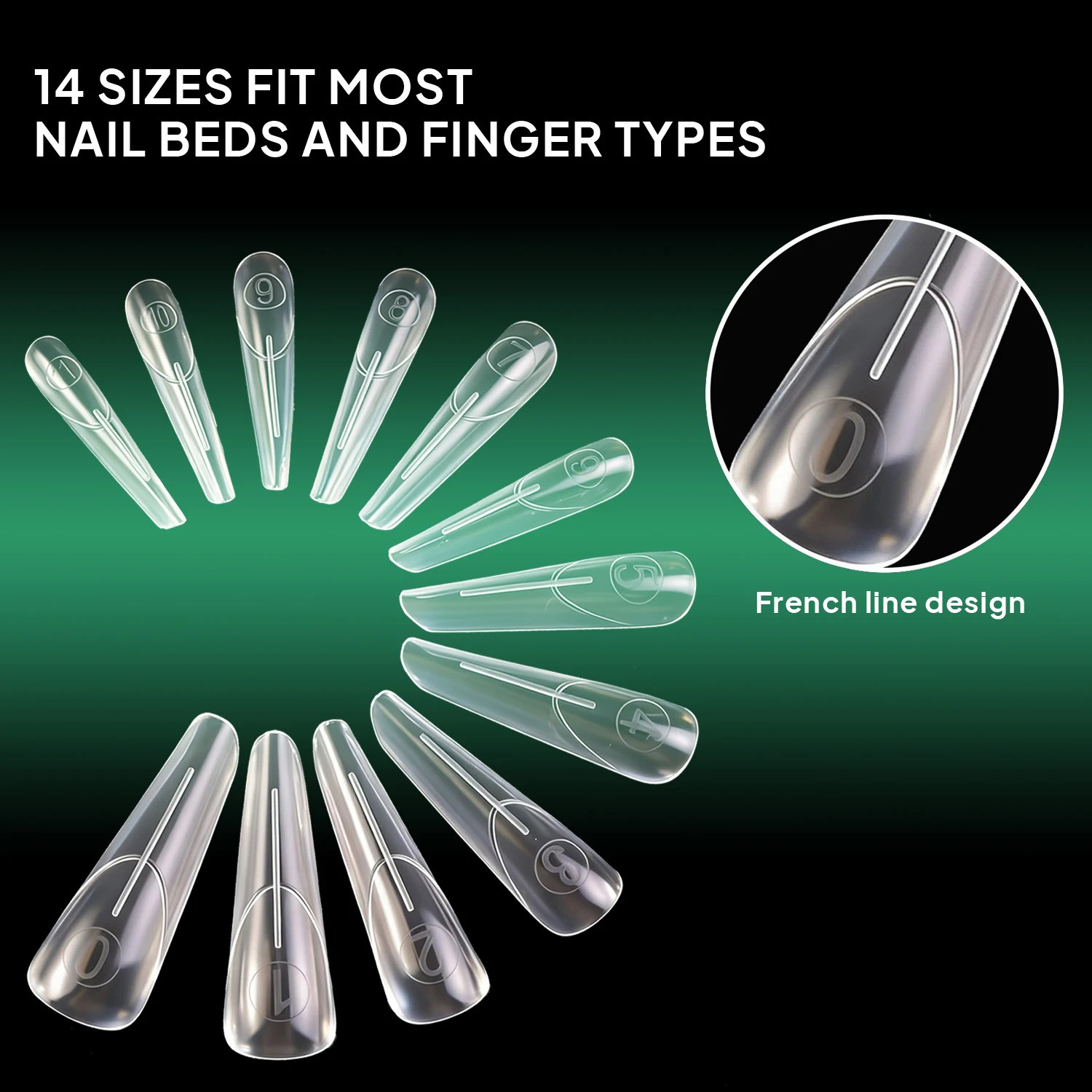 Nailpop French Tip Nail Forms Dual System Clear Acrylic Nail Extension Mold Square Ballet Shape 14 Sizes DIY Nail Art 140Pcs 260626 - view 4