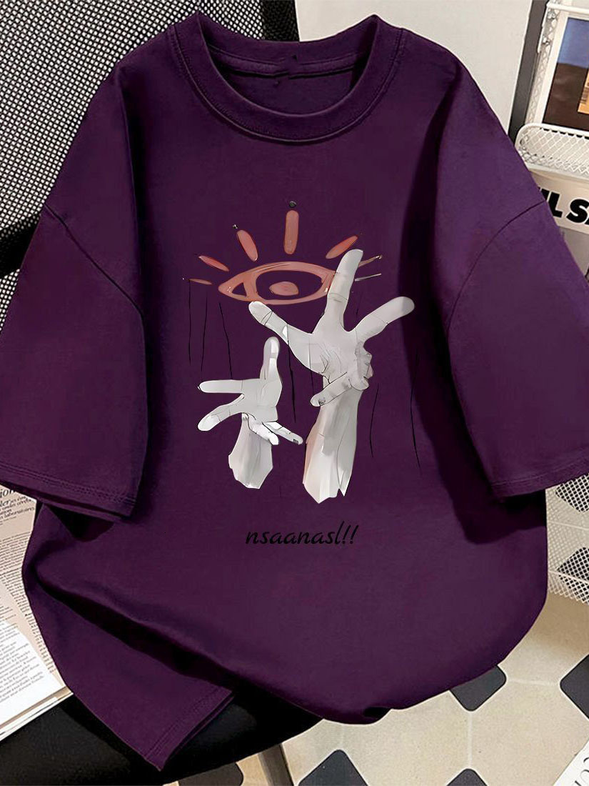 Cross-Border Foreign Trade Summer Men's New Top With Hand And Eye Pattern Print, Round-Neck Casual Short-Sleeve T-Shirt - view 8
