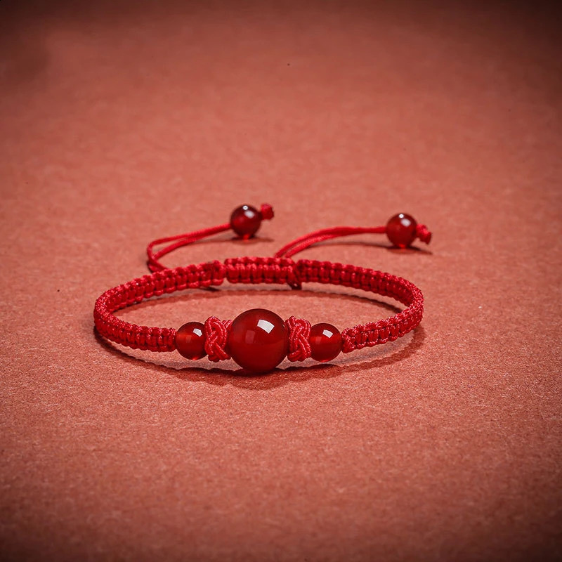 To Bring Good Luck In The Year Of Red String Natural Agate Bracelet Couple Knitted Hand Rope 260617