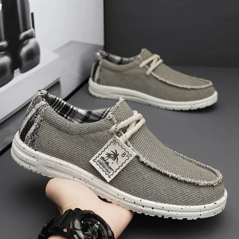 Mens Canvas Shoes Summer Lightweight Breathable Soft Slip on Casual Shoes Fashion Beach Vacation Loafers Men Footwear 260626 - view 3