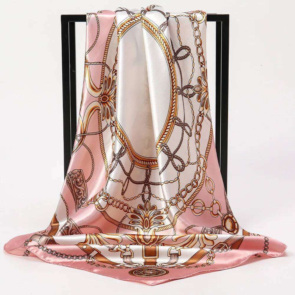 1pcs 90*90cm Square Silk Scarves Women Hijab Shawls Fashion Print Kerchief Femme Foulard Bandana Beach Head Scarf 26Y06226 - view 4