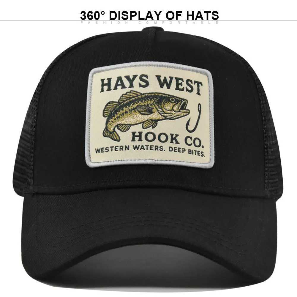 Embroidery Fishing High Baseball Quality for Men Women Outdoor Fishing SnapMesh Hat Breathable Sunshade Dad Trucker Hat M260626 - view 3