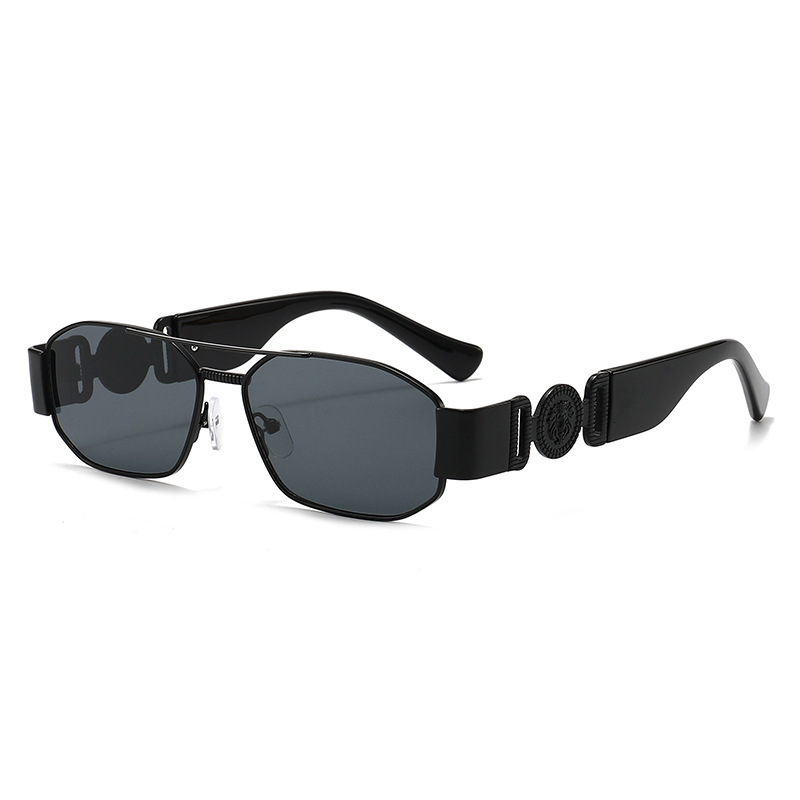 New Cross Border Small Square Frame Double Beam Sunglasses for Men High End with Decorative Head Shaped Temple Legs European and American Style Glasse - view 4