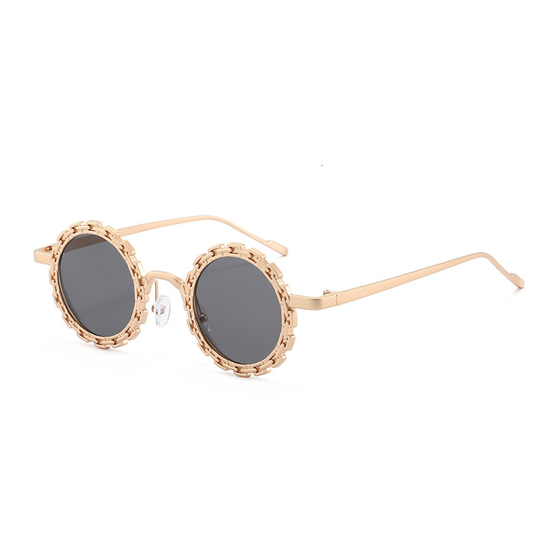 20 New Floral Round Frame Sunglasses For European American Hot Girls, High-End, Unique And Fashionable Sunshade Glasses - view 3
